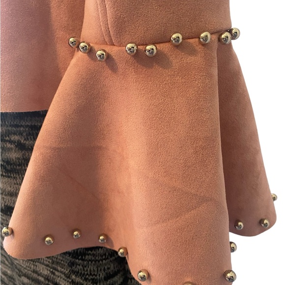 Light Rose Pink Faux Suede Bell Sleeve Jacket - Picture 8 of 12
